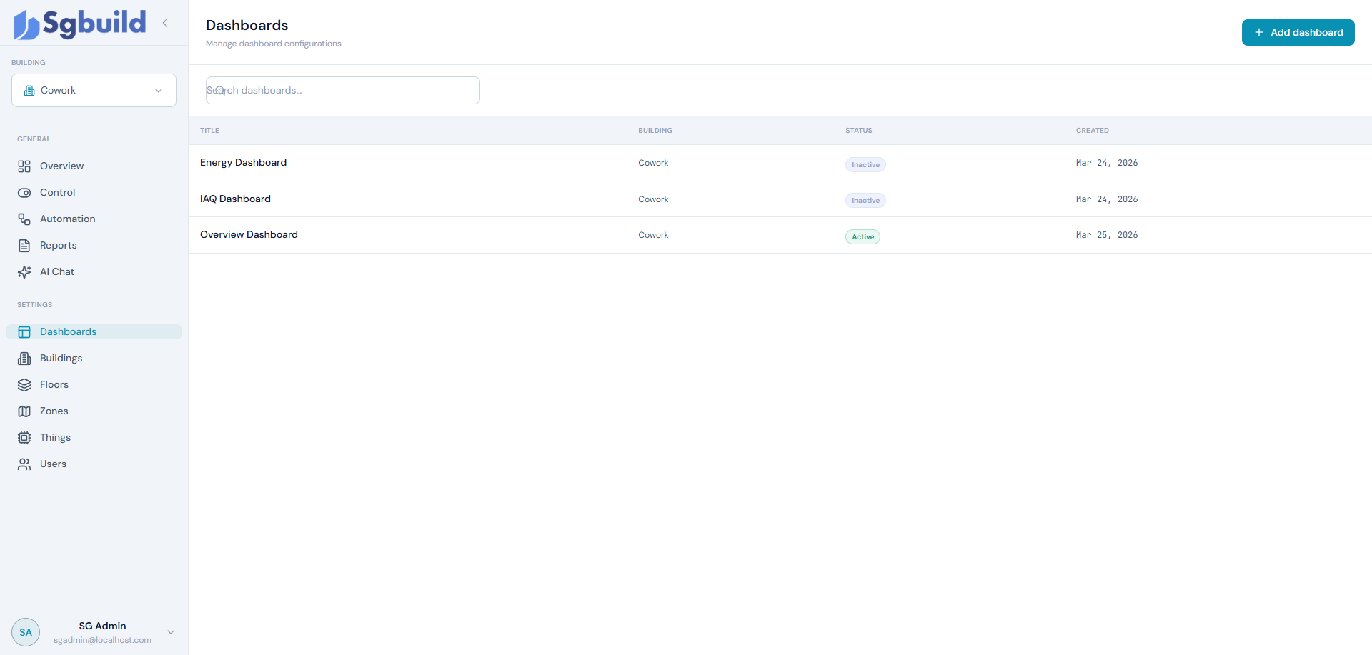 Analyze — view energy and IAQ dashboards in ClaroArc